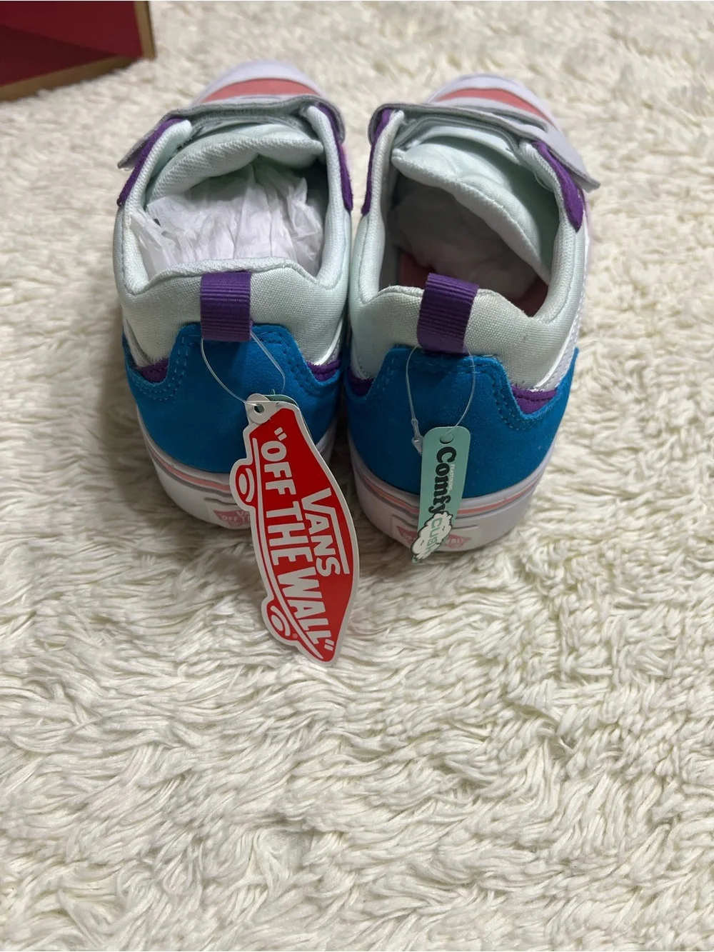 Vans Kids Colorblock Velcro Sneakers - Pink, Purple, Teal, White